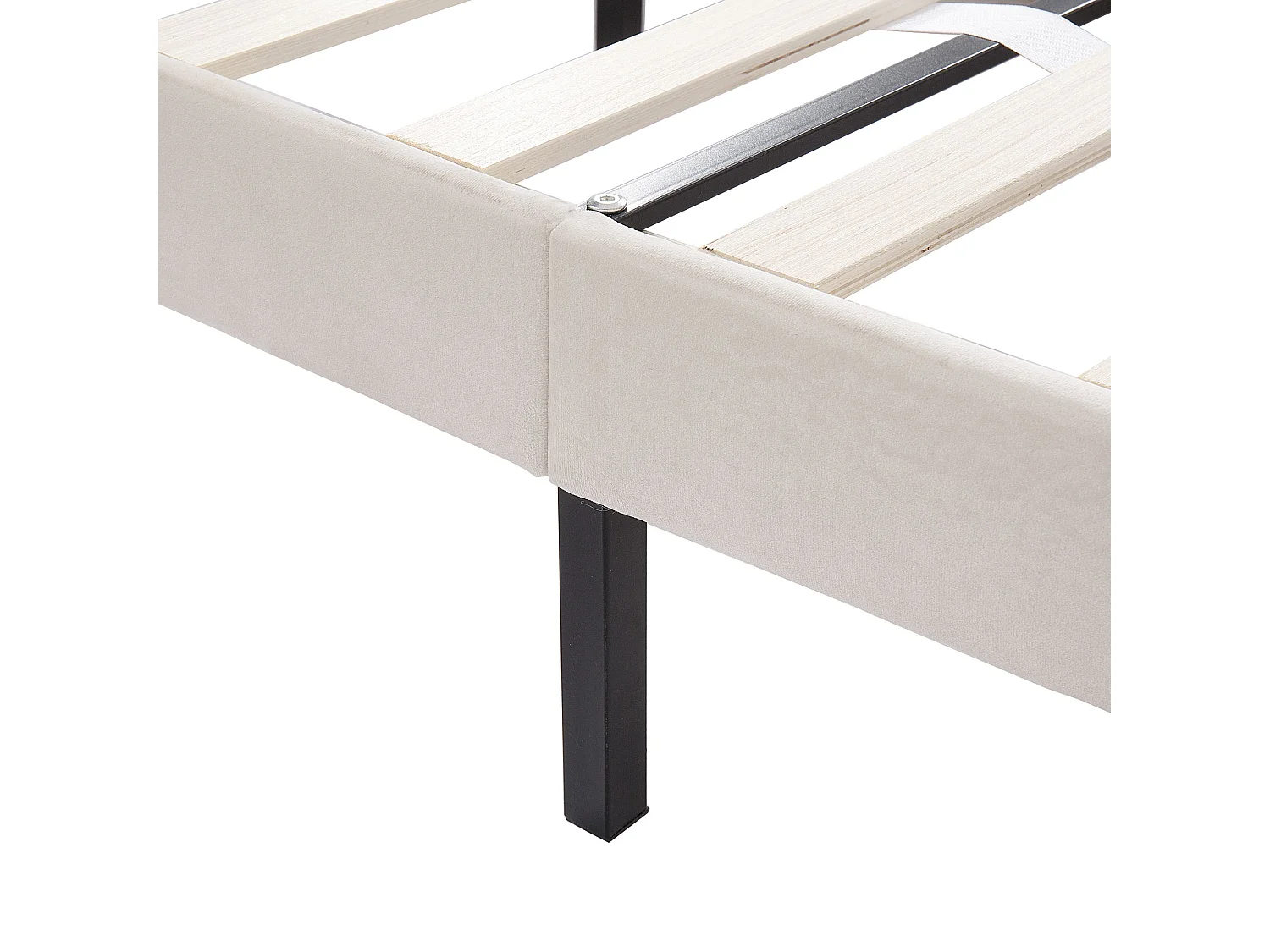 Lit adulte 140x200 cm - Lit double avec tiroirs et sommier à lattes - velours beige - sans matelas