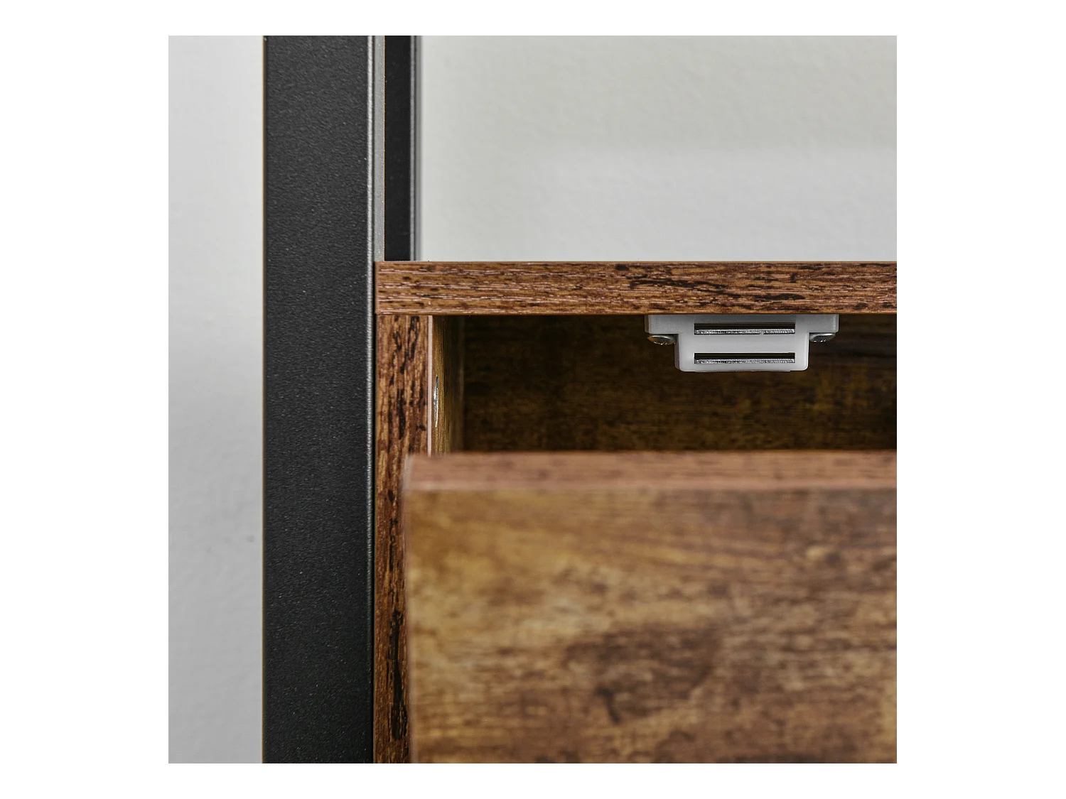 Lit simple 90x200 cm - Lit ado avec tête de lit coffre et sommier à lattes métalliques - naturel