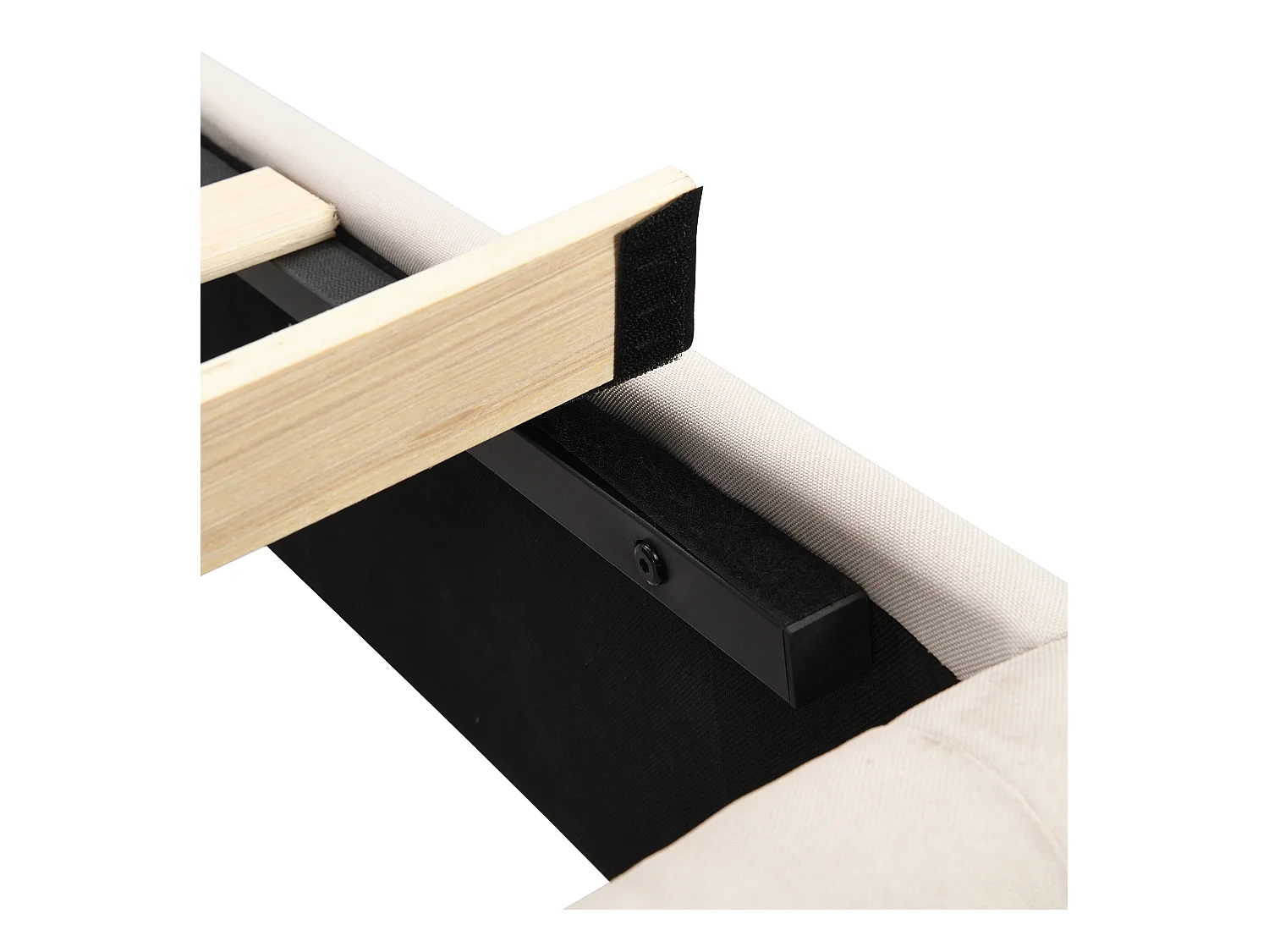 Lit double 140x190 cm - Lit adulte avec tête de lit et sommier à lattes en bois - lin beige