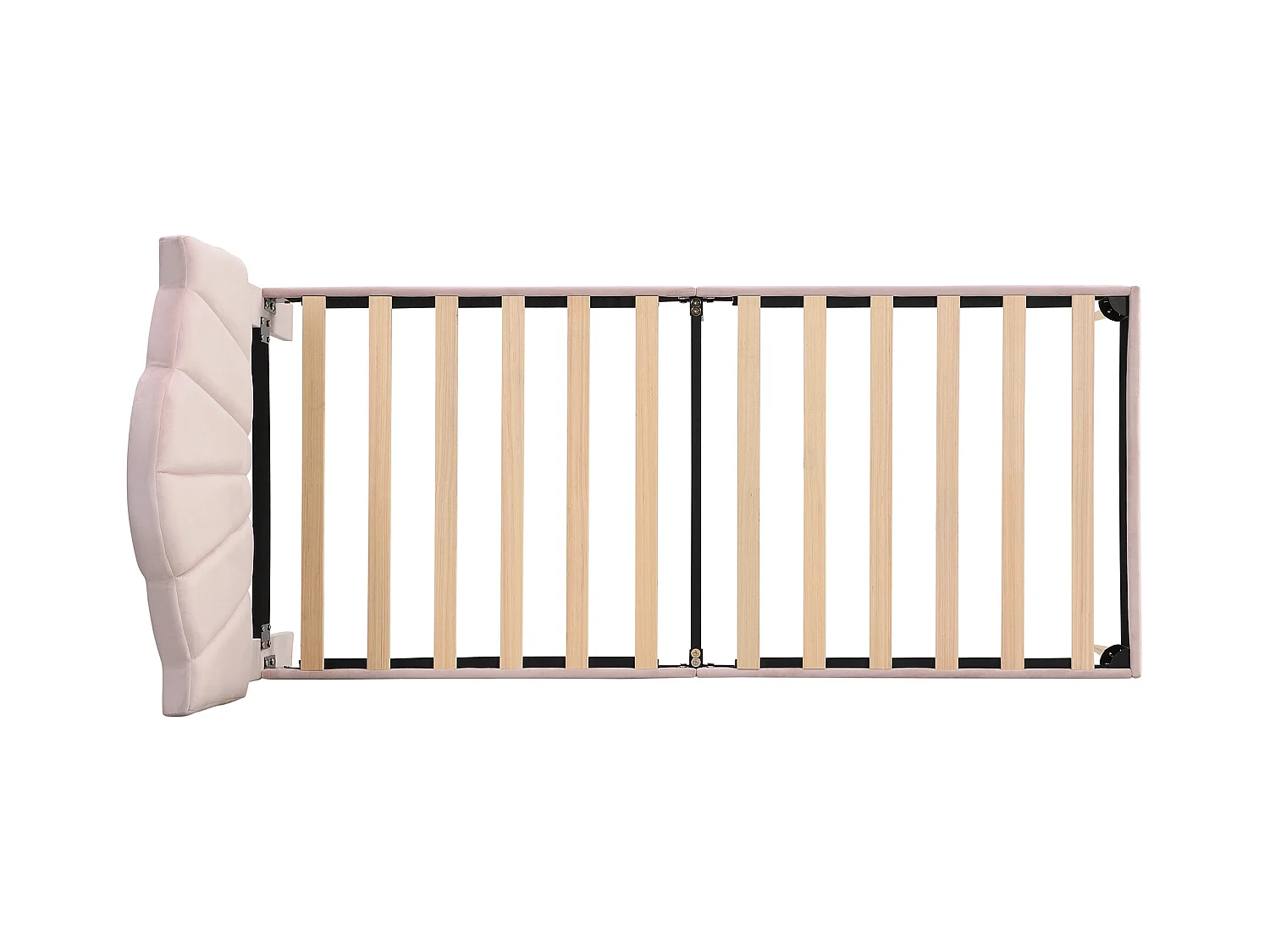 Letto singolo 90x200 cm in velluto rosa, modello a conchiglia con gambe in ferro dorato (senza materasso)