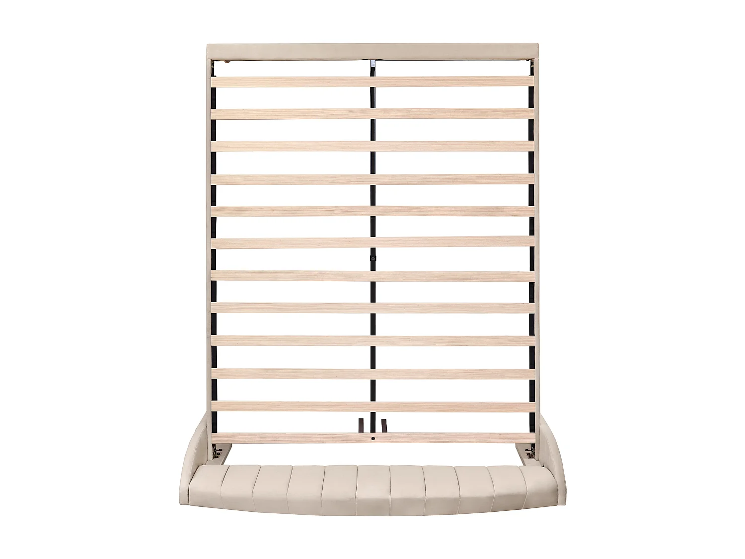 Lit adulte 160x200 cm - Lit double avec sommier à lattes et tête de lit - velours beige