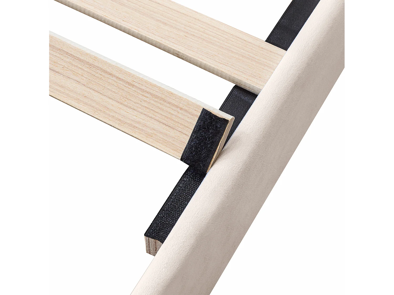 Lit adulte 160x200 cm - Lit double avec sommier à lattes et tête de lit - velours beige