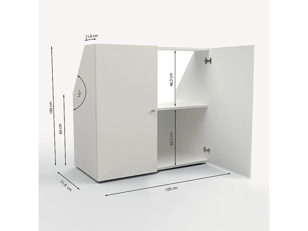 Meuble de rangement sous pente 2 portes blanc CINA