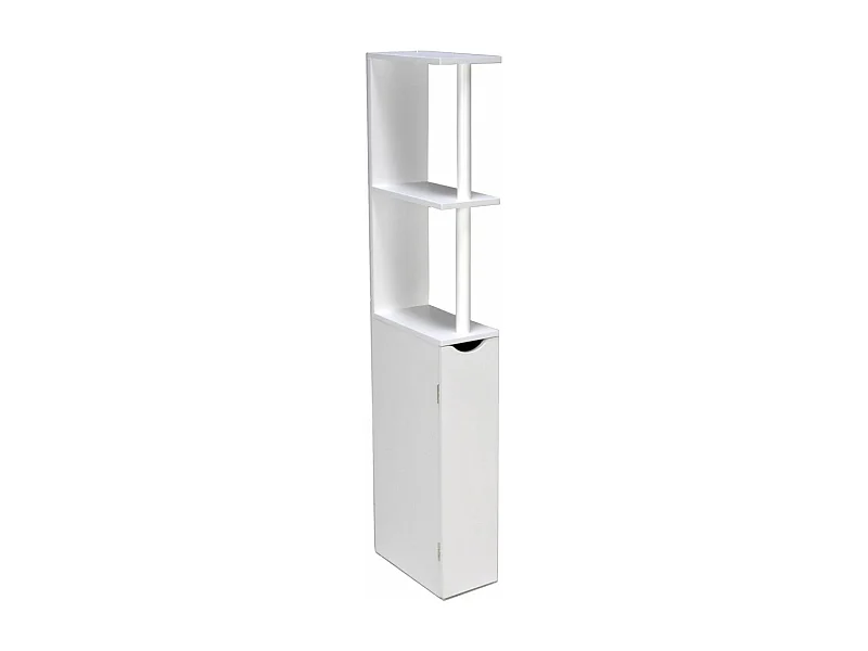 Meuble de rangement pour toilettes salle de bain SIBEL blanc sur pieds