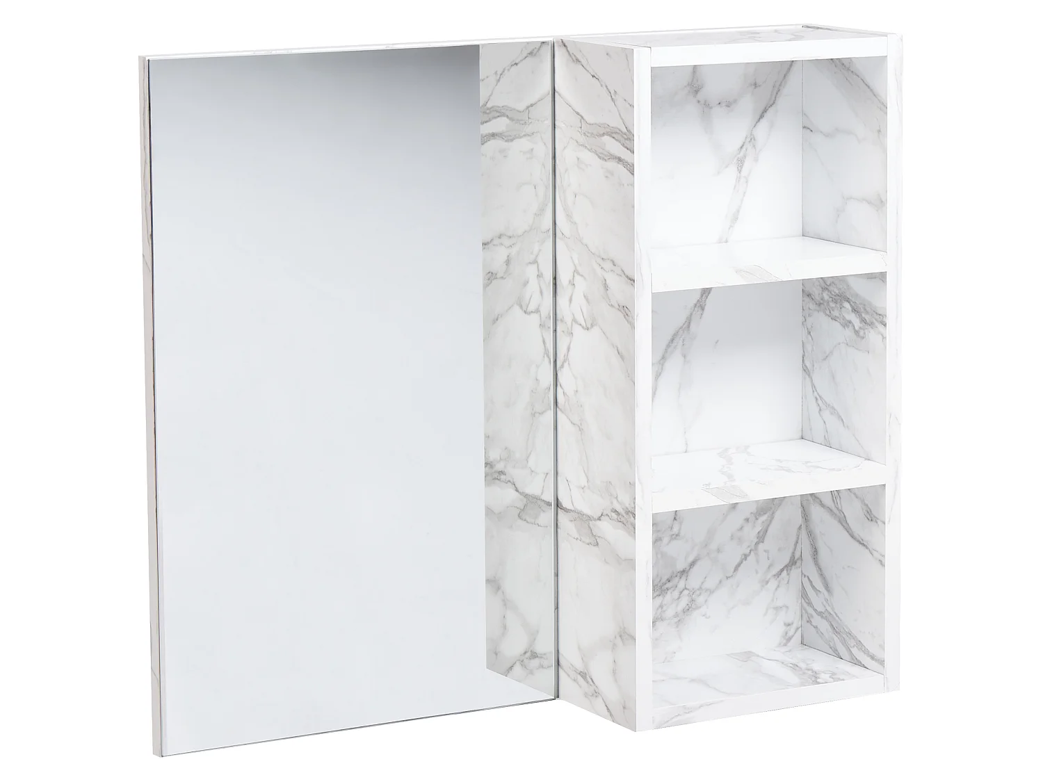 Bathroom Wall Mounted Mirror Cabinet JOINVILLE 60 cm 54 cm White Marble
