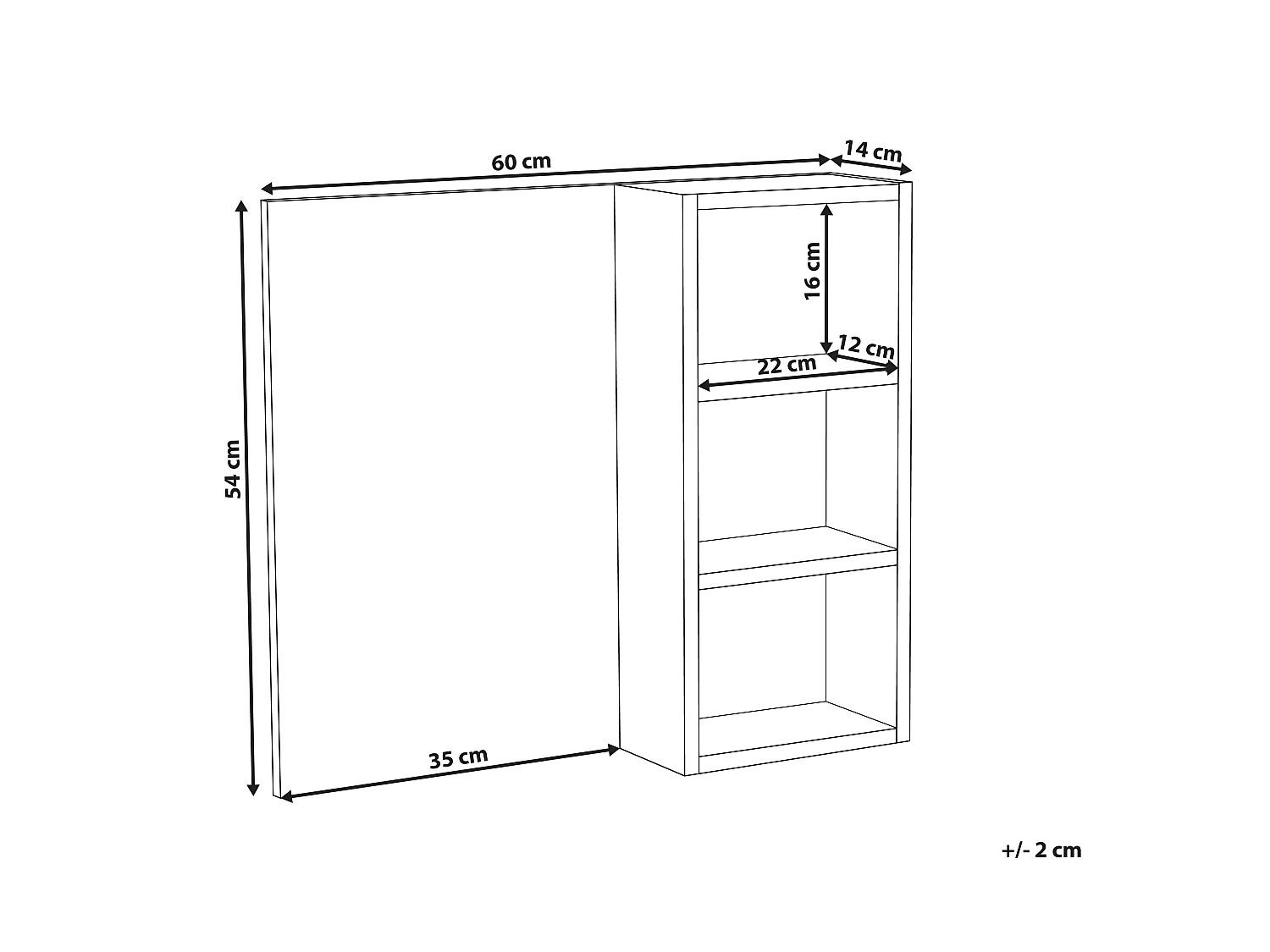 Bathroom Wall Mounted Mirror Cabinet JOINVILLE 60 cm 54 cm White Marble