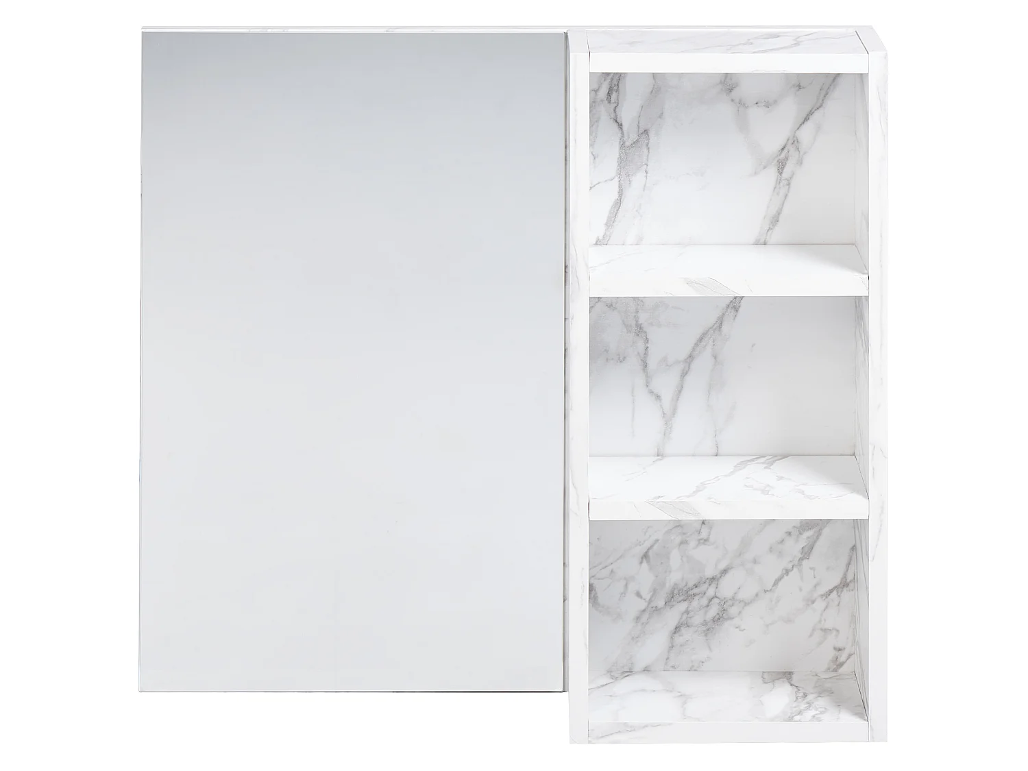 Bathroom Wall Mounted Mirror Cabinet JOINVILLE 60 cm 54 cm White Marble