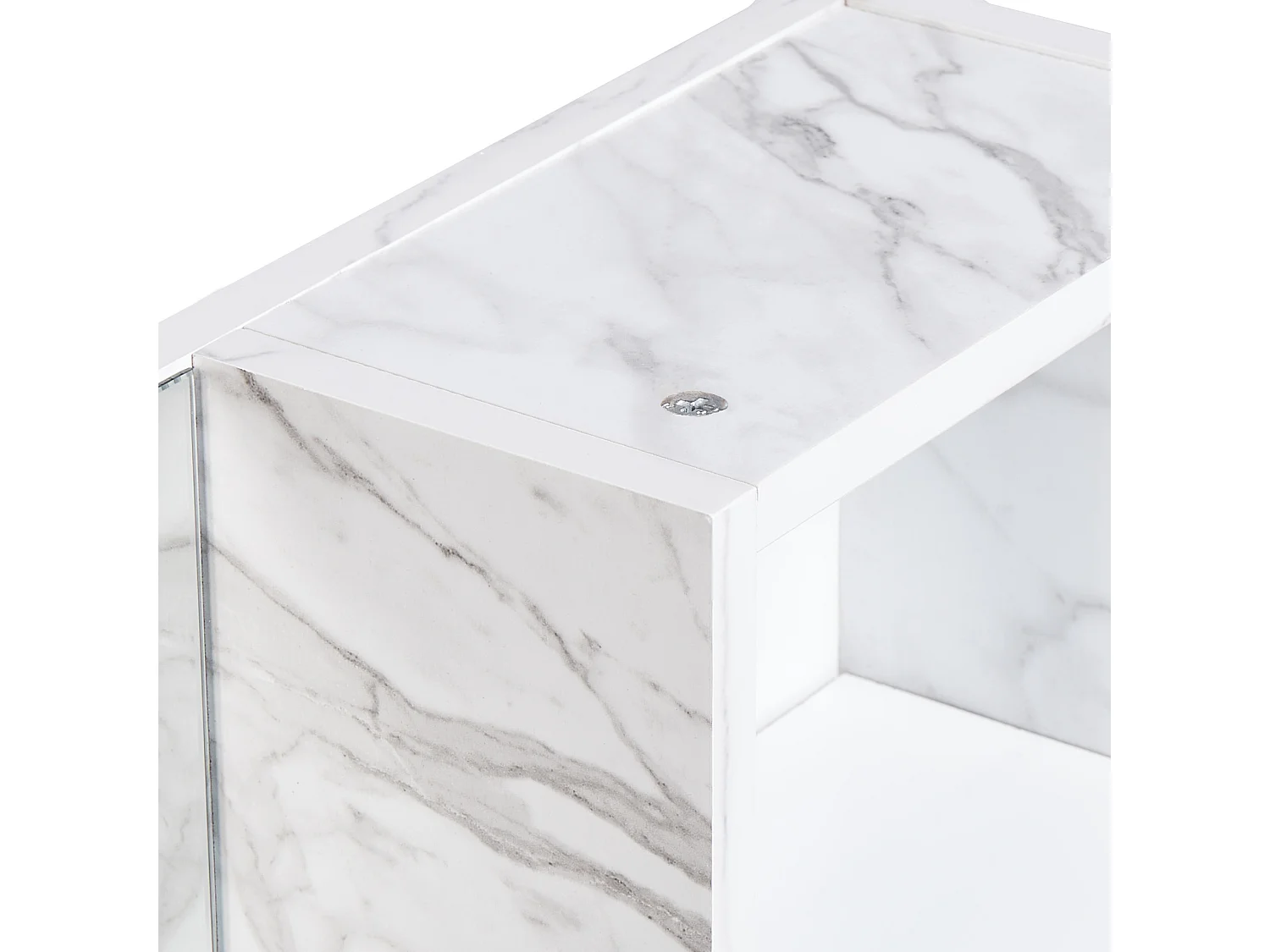 Bathroom Wall Mounted Mirror Cabinet JOINVILLE 60 cm 54 cm White Marble