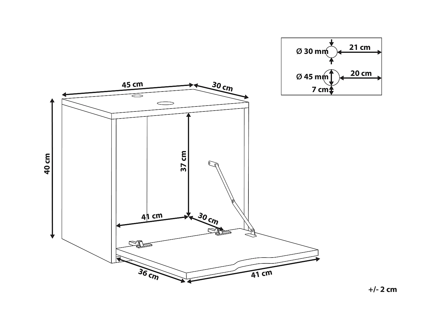 Meuble lavabo mural SUZANO 45 cm Noir