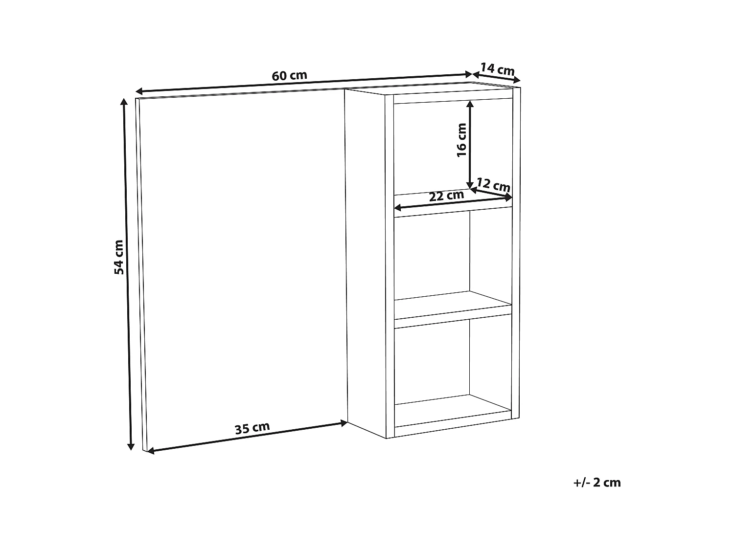 Badkamer wandkast met spiegel JOINVILLE 60 cm Zwart