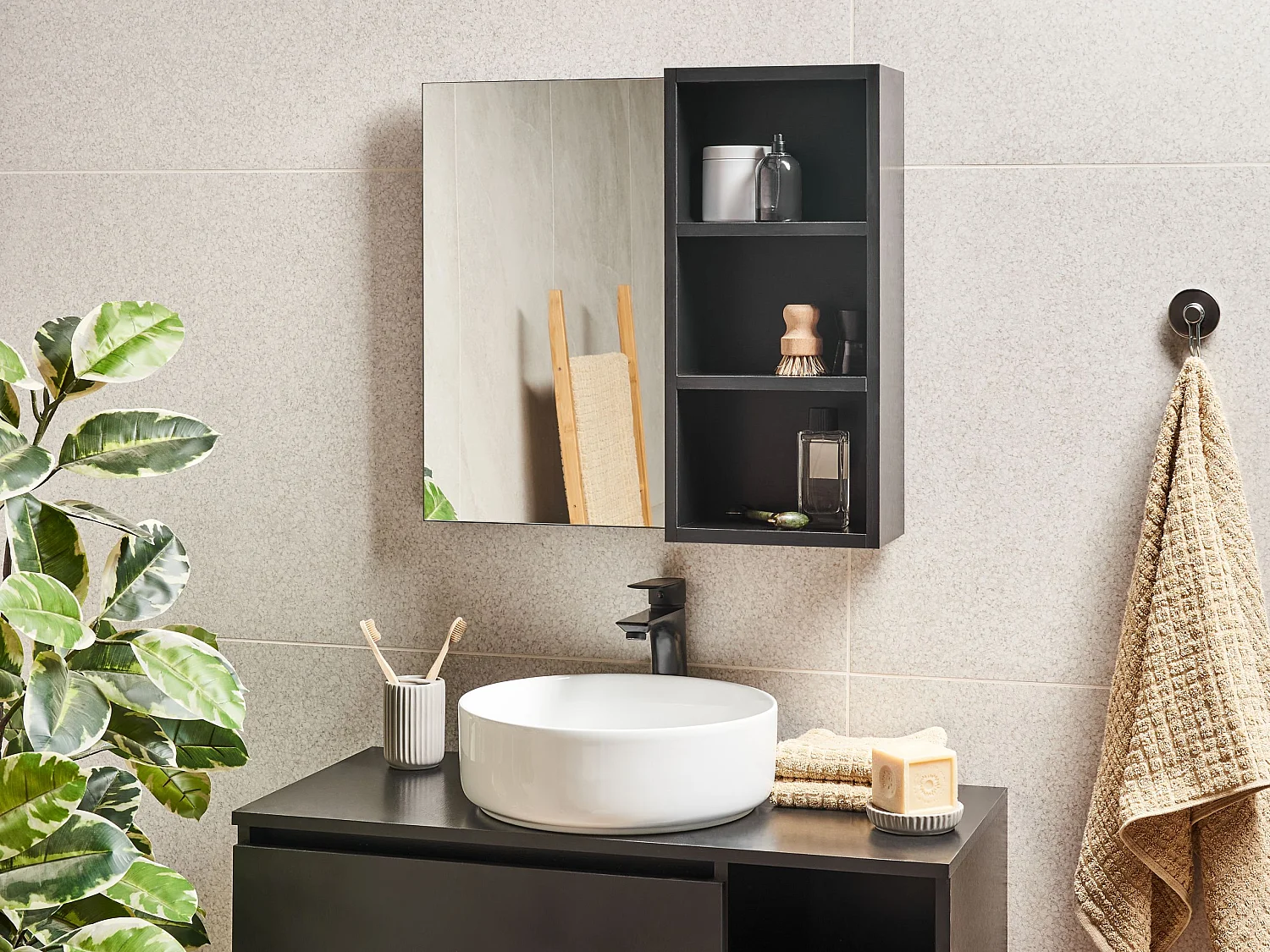 Armoire de toilette murale JOINVILLE 60 cm Noir