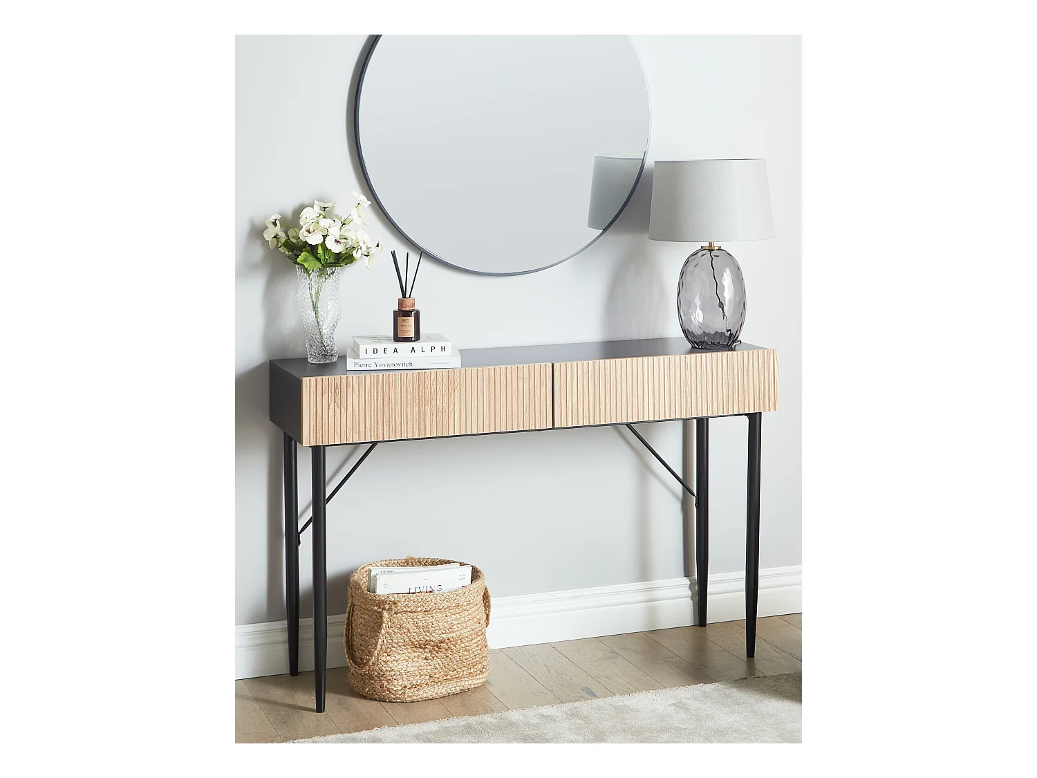 Konsola BLYTHE Jesion naturalny Czarny