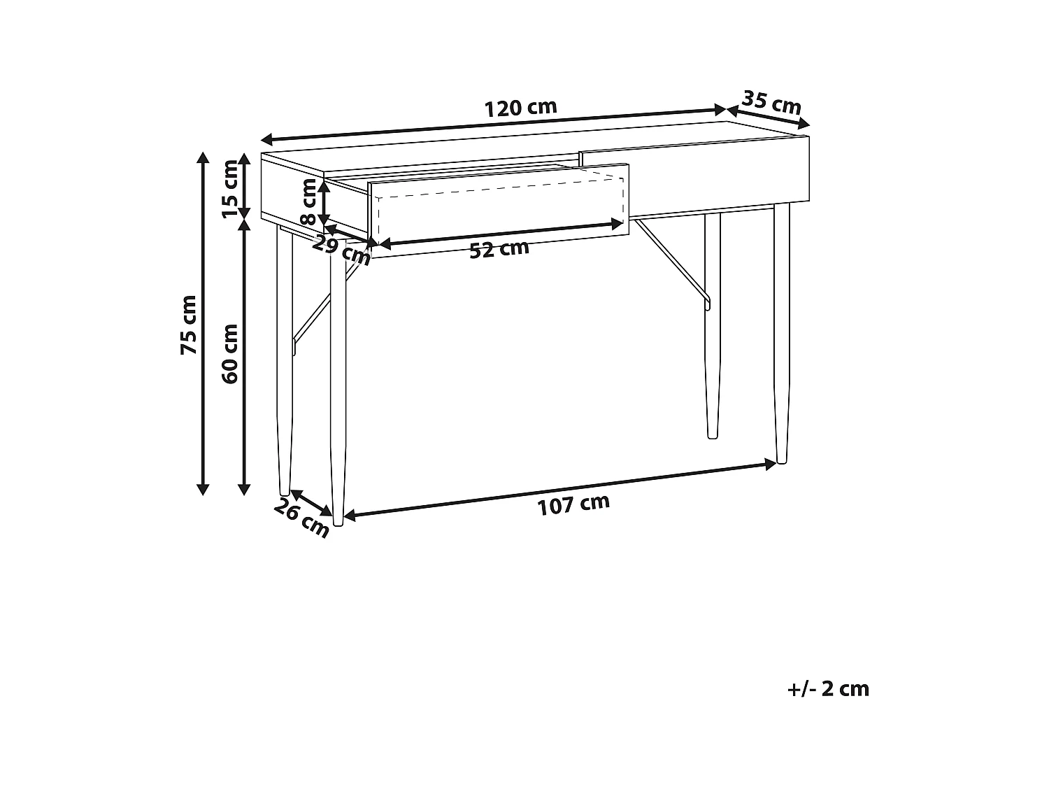 Konsola BLYTHE Jesion naturalny Czarny
