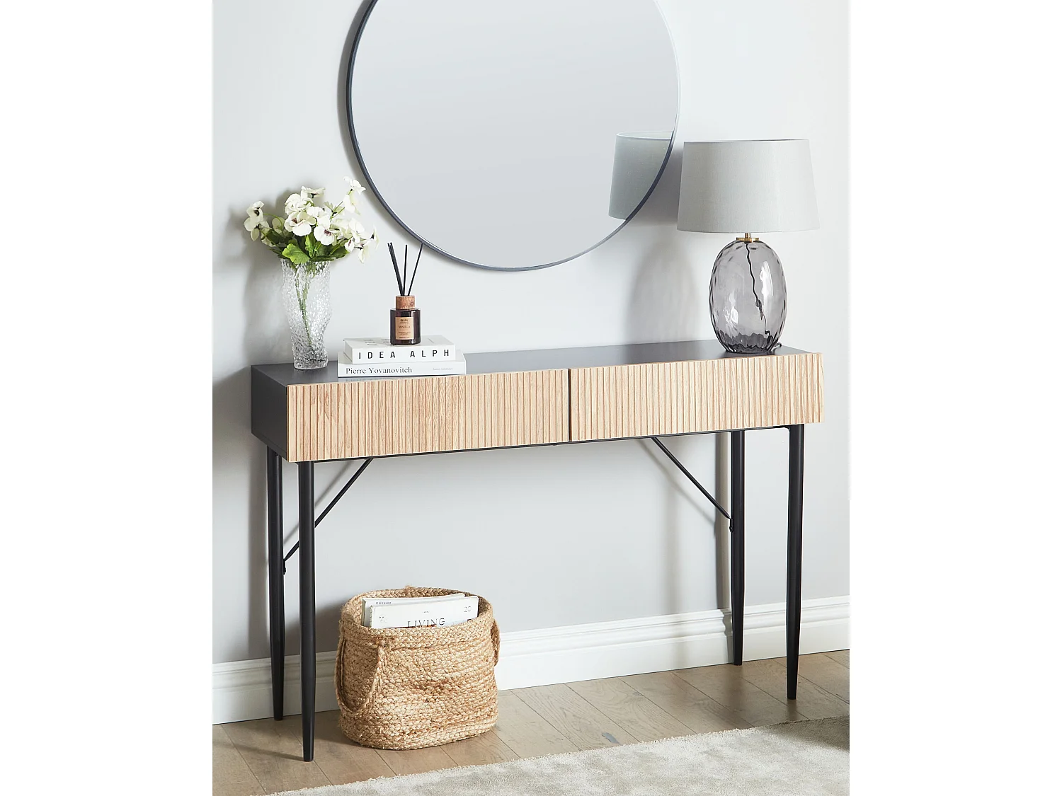 Console BLYTHE Frêne naturel Noir