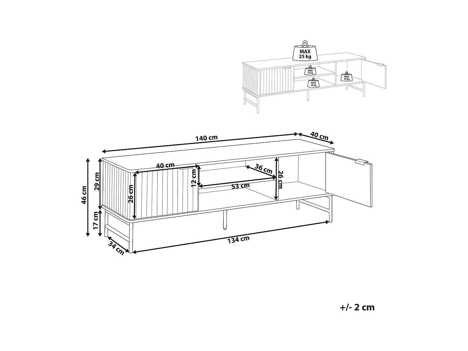 Meuble TV GLASTONBURY Marbre/noir