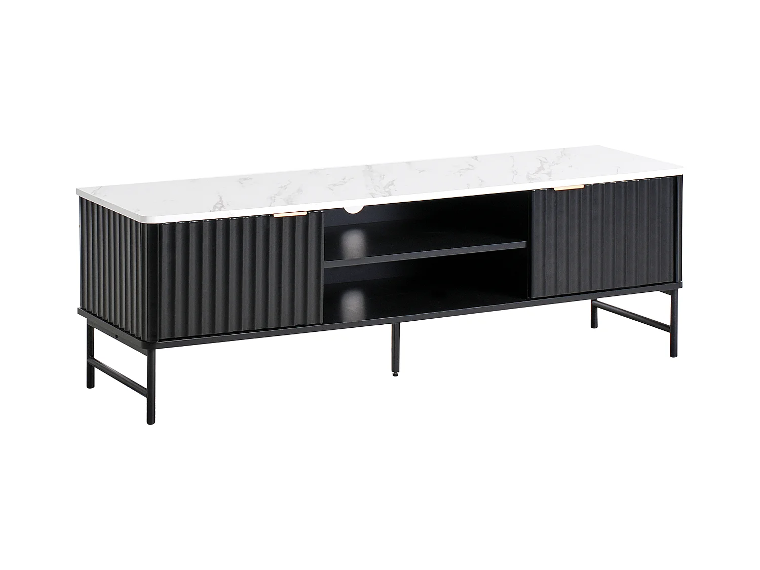 Moderner TV-Ständer 140 x 40 cm MDF Regal Seitenschrank Marmor Effekt Schwarz Glastonbury