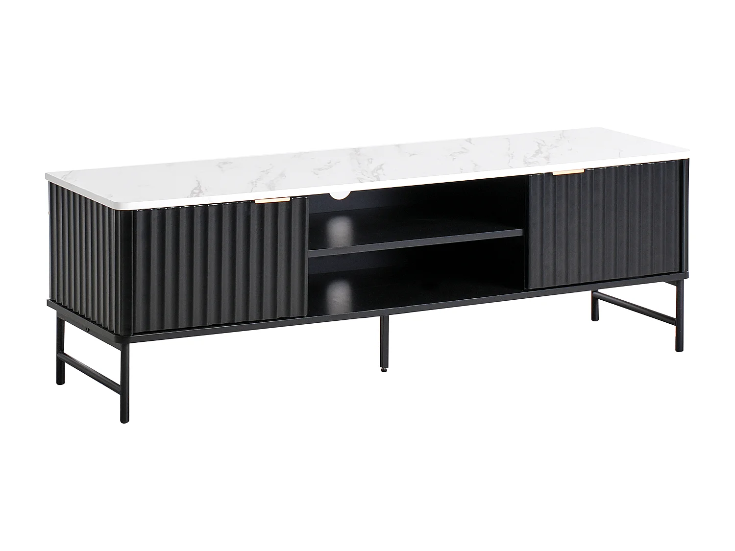 Moderner TV-Ständer 140 x 40 cm MDF Regal Seitenschrank Marmor Effekt Schwarz Glastonbury