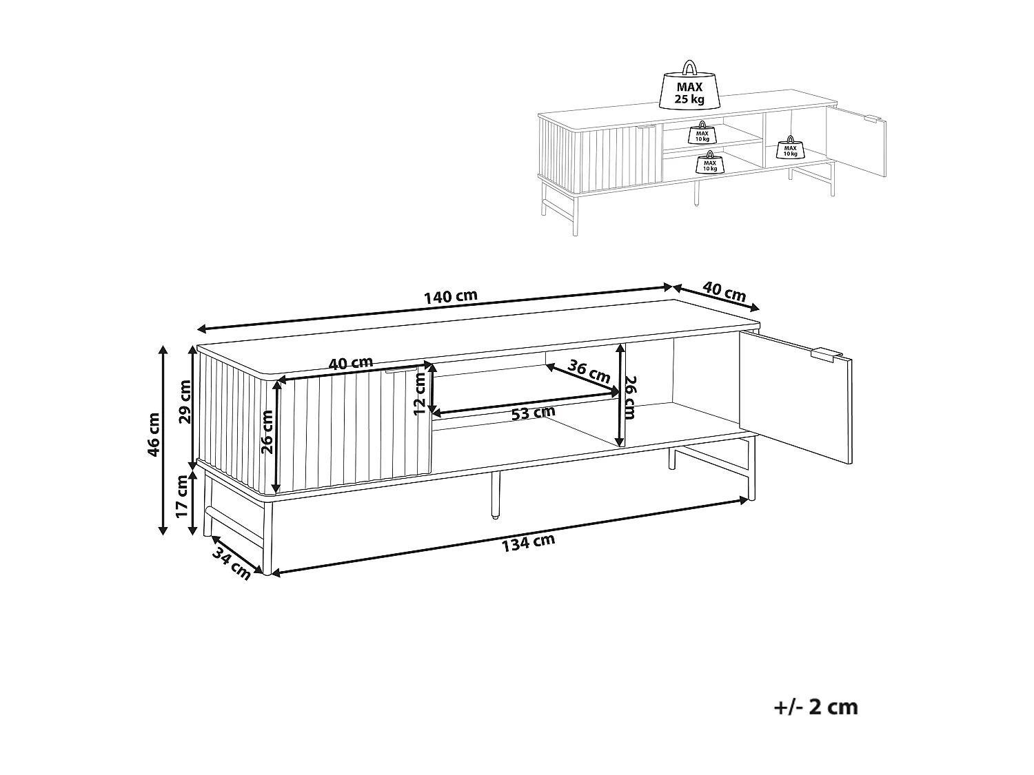 Moderner TV-Ständer 140 x 40 cm MDF Regal Seitenschrank Marmor Effekt Schwarz Glastonbury
