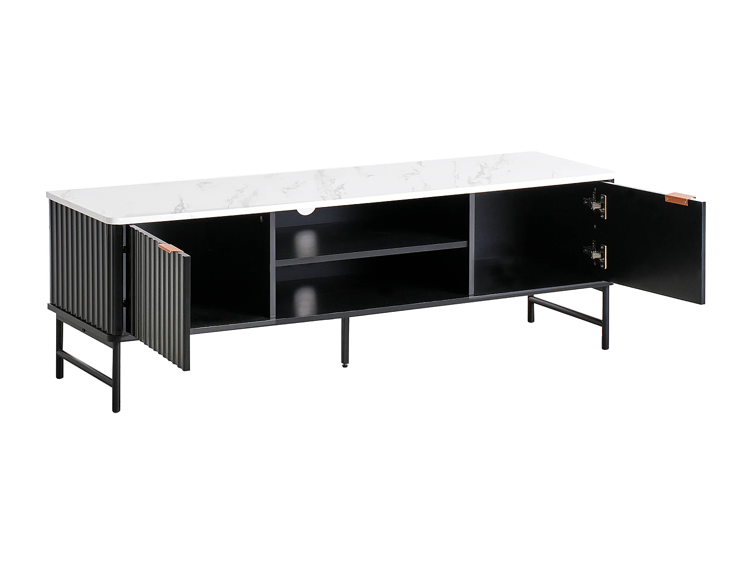 Moderner TV-Ständer 140 x 40 cm MDF Regal Seitenschrank Marmor Effekt Schwarz Glastonbury