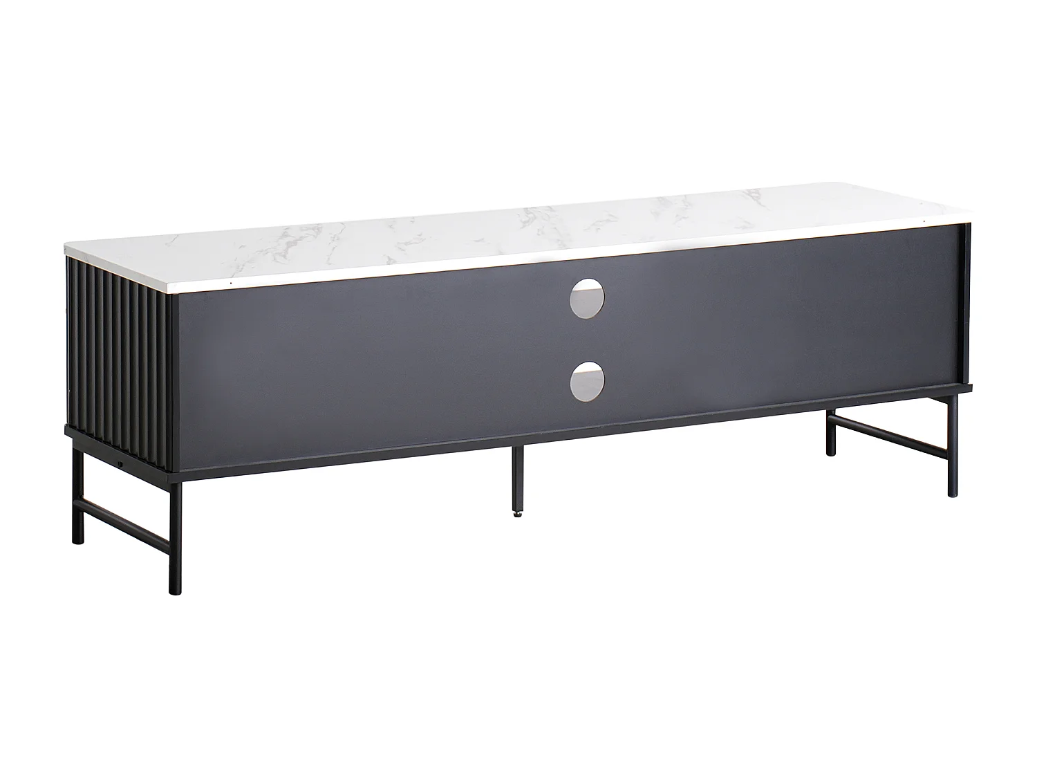 Moderner TV-Ständer 140 x 40 cm MDF Regal Seitenschrank Marmor Effekt Schwarz Glastonbury