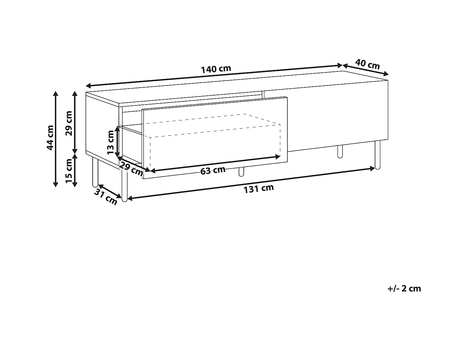 Meuble TV BLYTHE Frêne naturel Noir