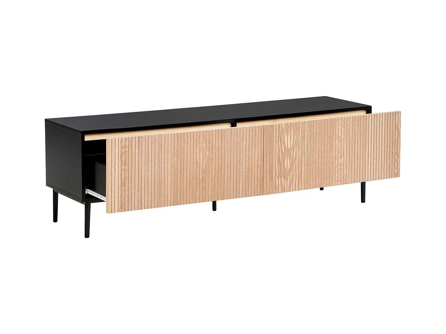 Meuble TV BLYTHE Frêne naturel Noir