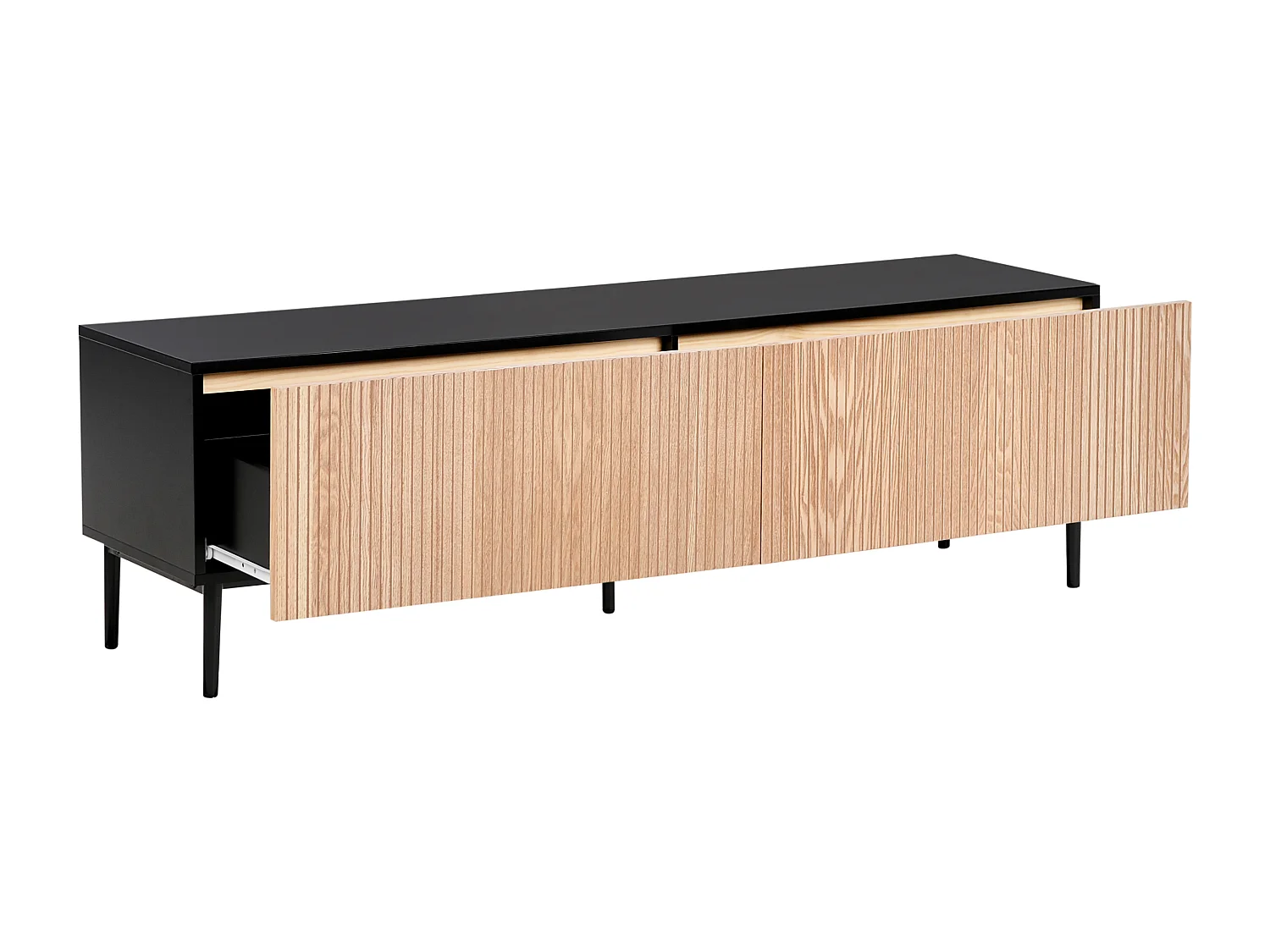 Meuble TV BLYTHE Frêne naturel Noir