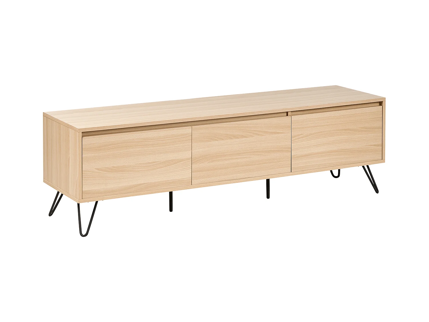 TV-Möbel mit 3 Regalböden aus Spanplatte, 150 cm, minimalistischer Stil, hellbraun Cardigan