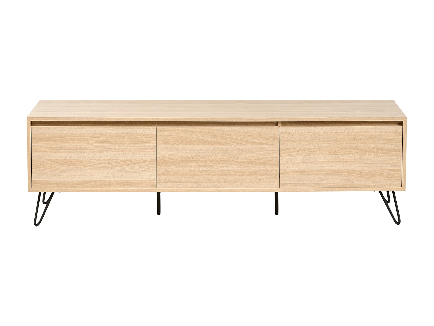 TV-Möbel mit 3 Regalböden aus Spanplatte, 150 cm, minimalistischer Stil, hellbraun Cardigan