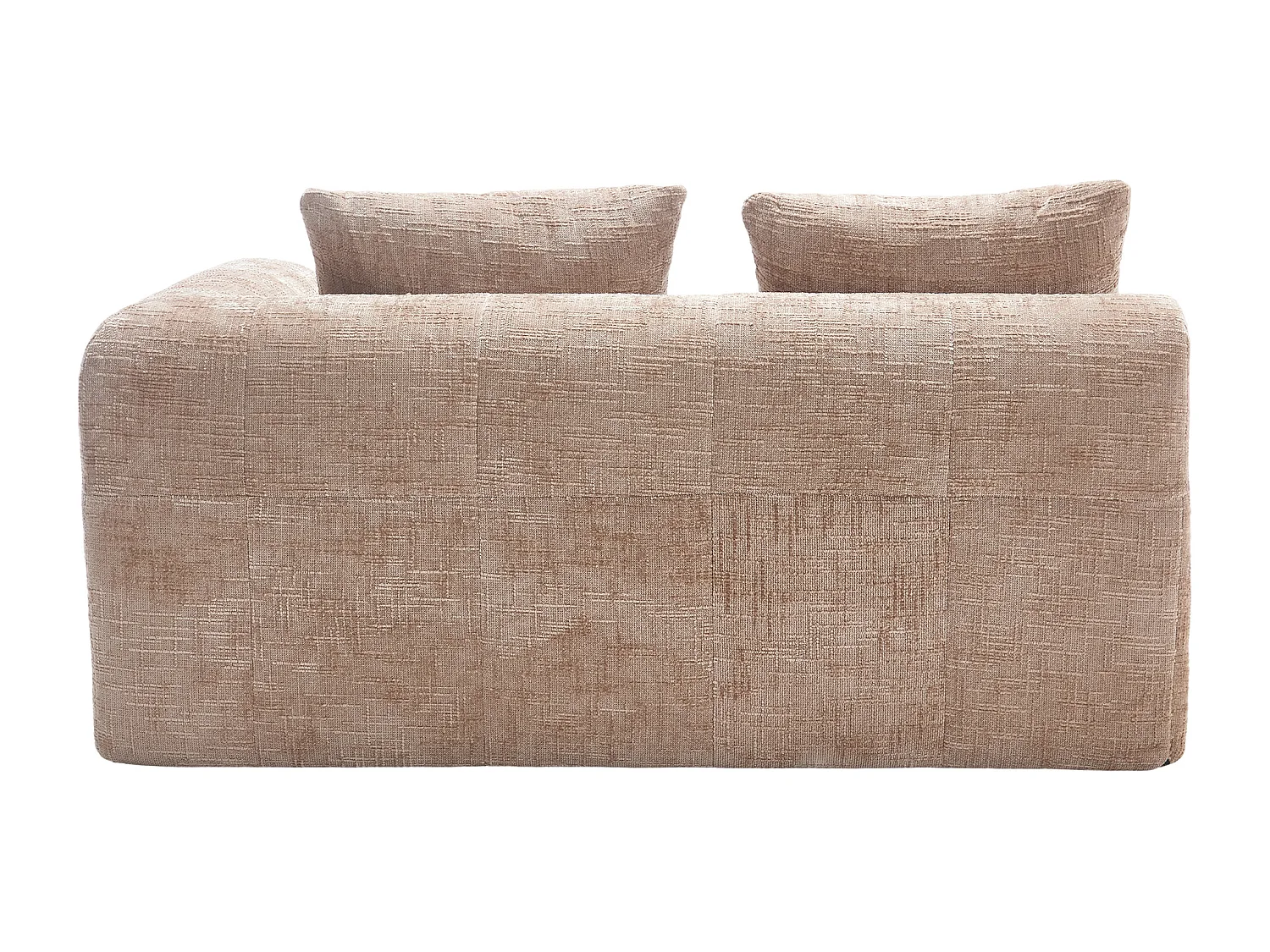 Méridienne gauche 2 places en chenille kaki avec 2 coussins, Rembourrage Moelleux -158x90x60cm