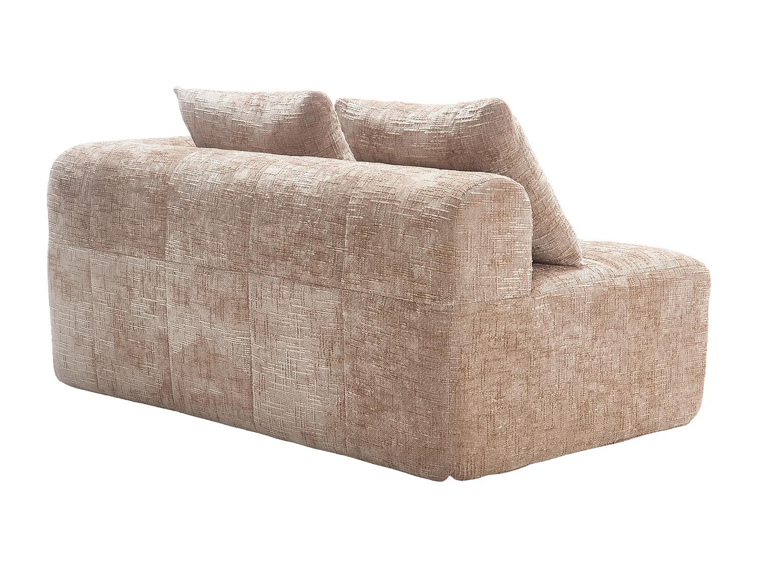 Méridienne gauche 2 places en chenille kaki avec 2 coussins, Rembourrage Moelleux -158x90x60cm