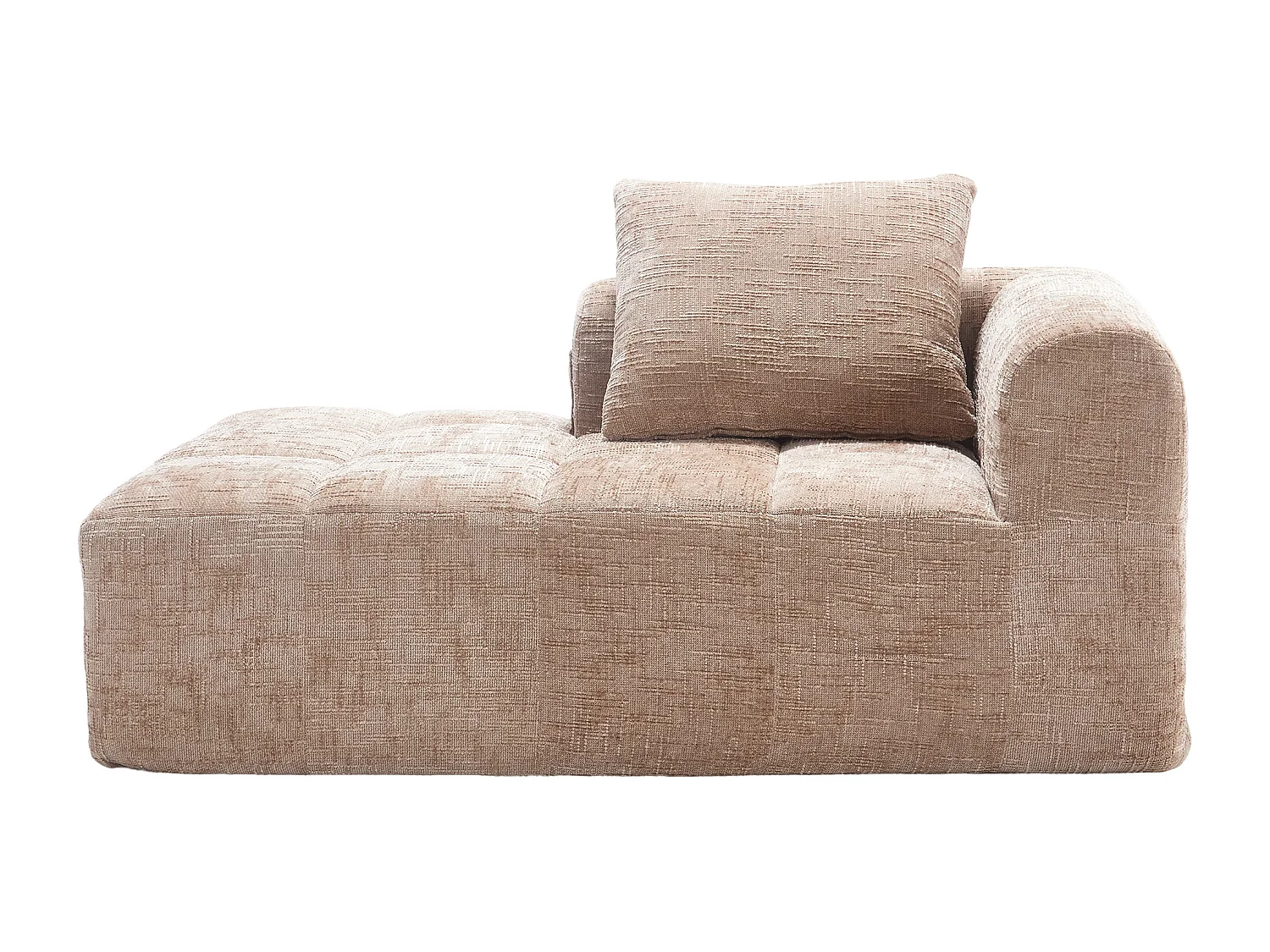 Méridienne gauche en chenille kaki avec 1 coussins, Rembourrage Moelleux - 158x90x60cm