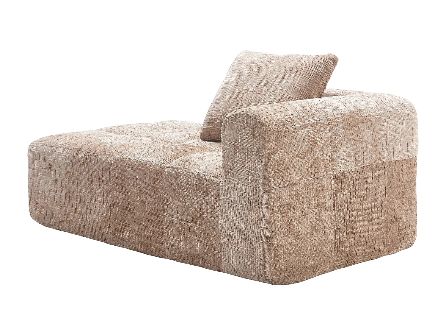 Méridienne gauche en chenille kaki avec 1 coussins, Rembourrage Moelleux - 158x90x60cm