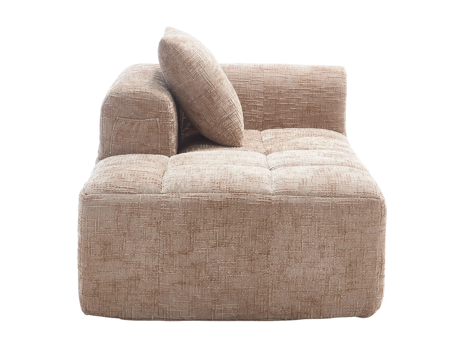 Méridienne gauche en chenille kaki avec 1 coussins, Rembourrage Moelleux - 158x90x60cm