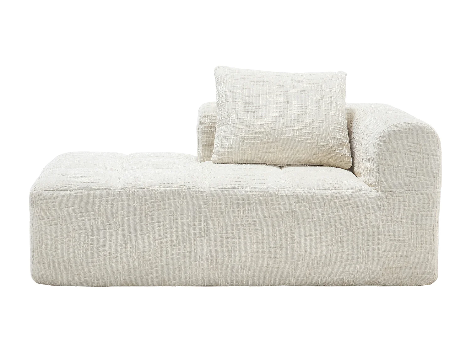 Méridienne gauche en chenille beige avec 1 coussins, Rembourrage Moelleux - 158x90x60cm