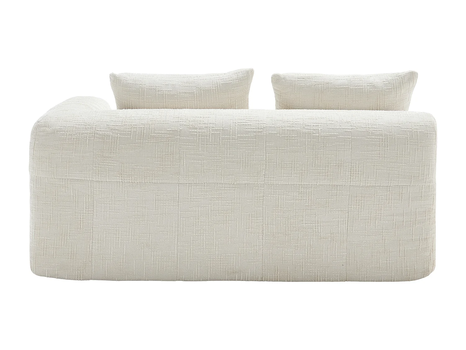 Méridienne gauche 2 places en chenille beige avec 2 coussins, Rembourrage Moelleux - 158x90x60cm