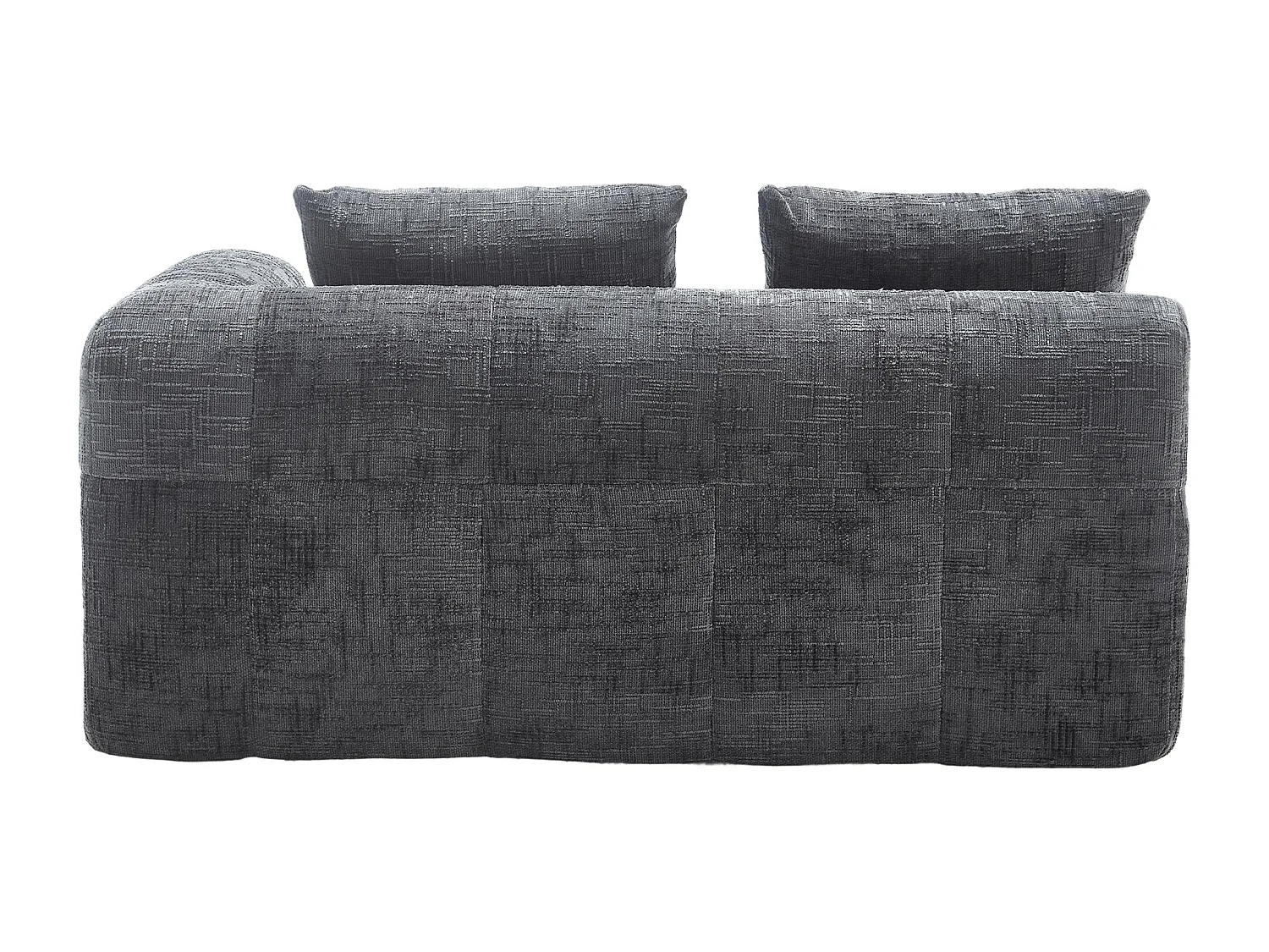 Méridienne gauche 2 places en chenille gris avec 2 coussins, Rembourrage Moelleux - 158x90x60cm