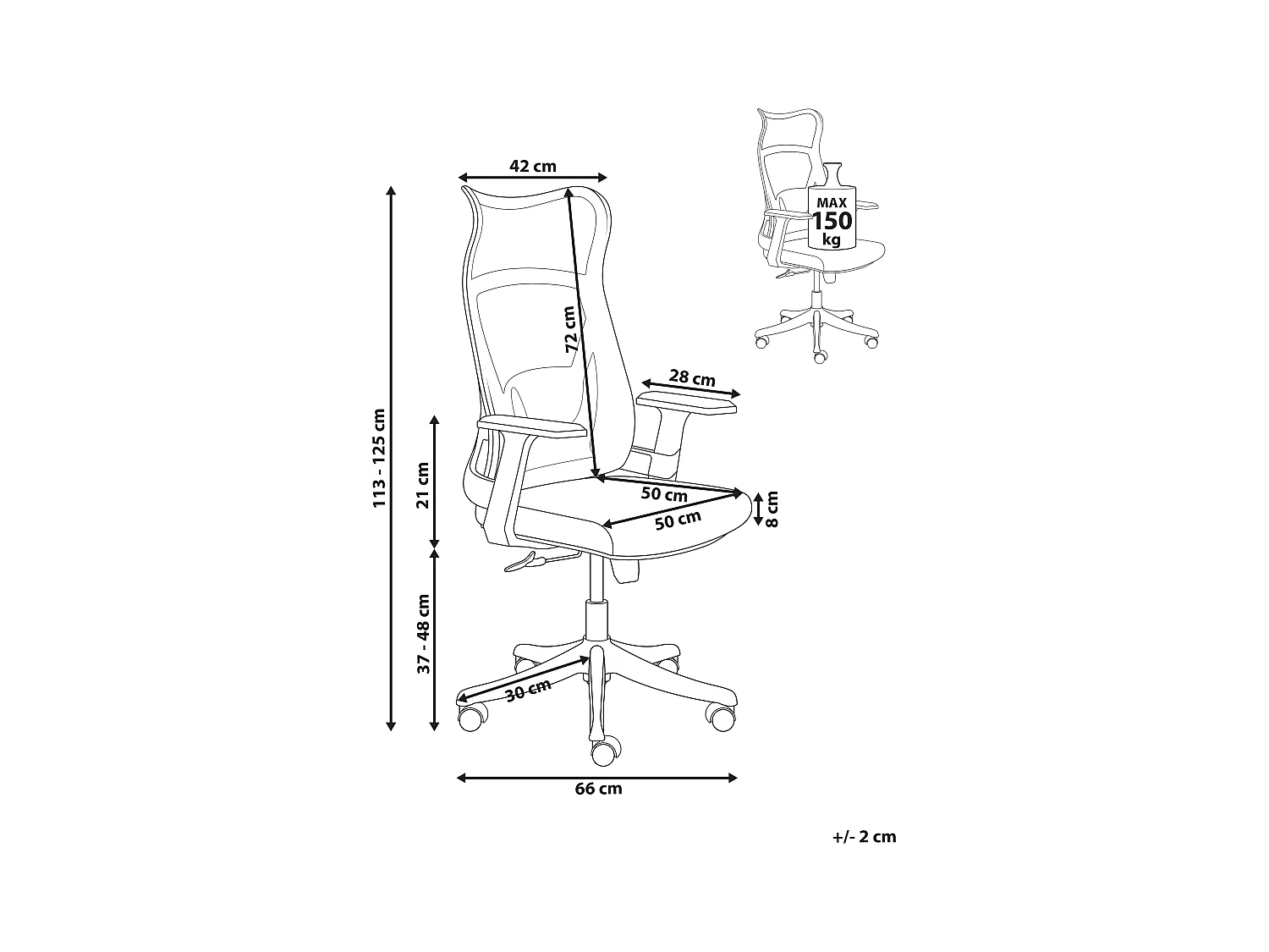 Chaise de bureau BARD Tissu Noir