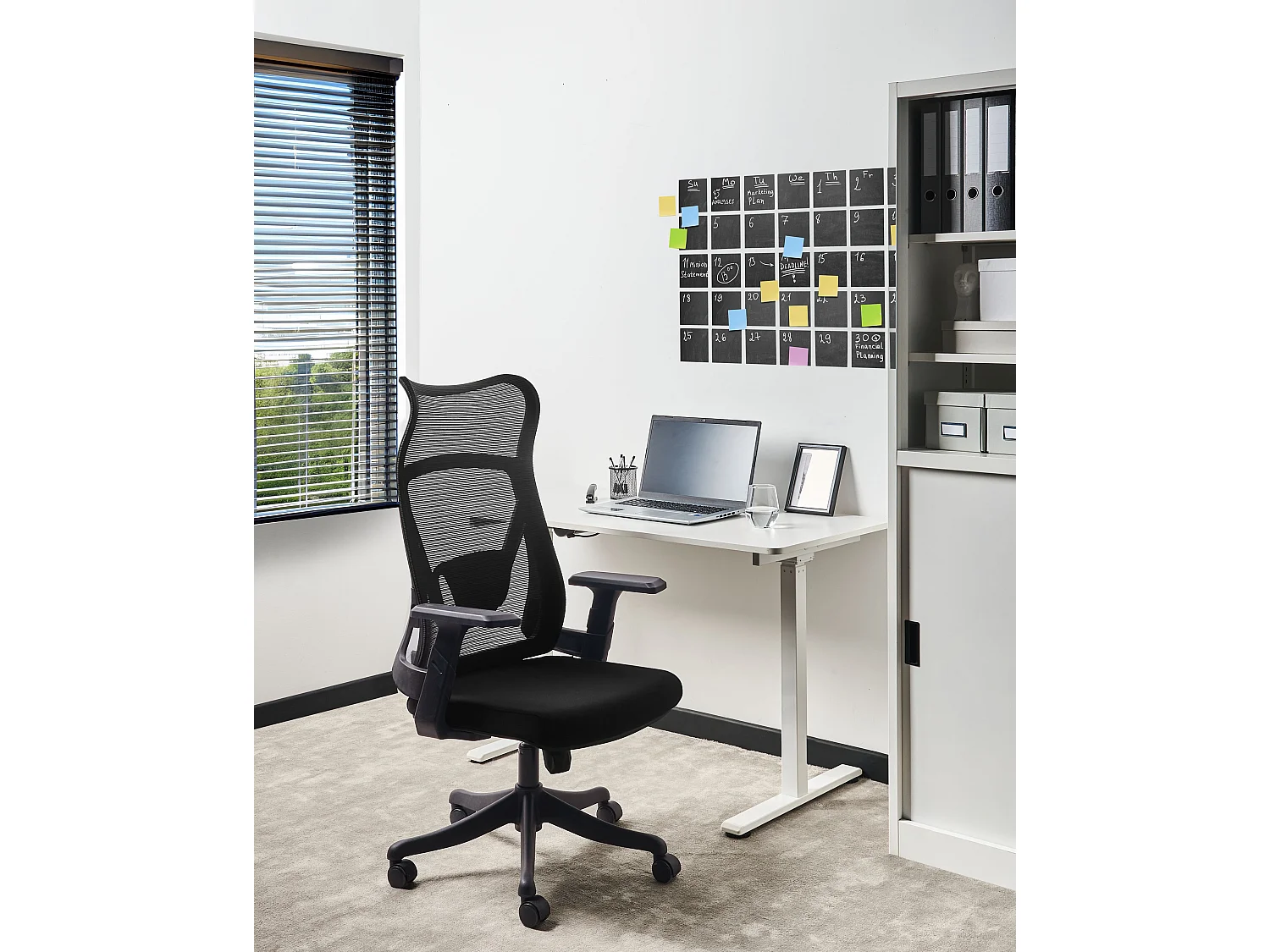 Chaise de bureau BARD Tissu Noir