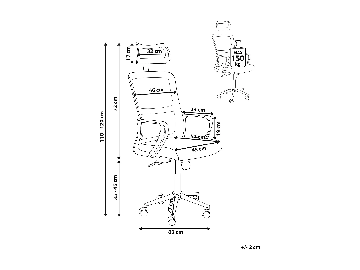 Bureaustoel Draaibaar MONARCH Stof Beige