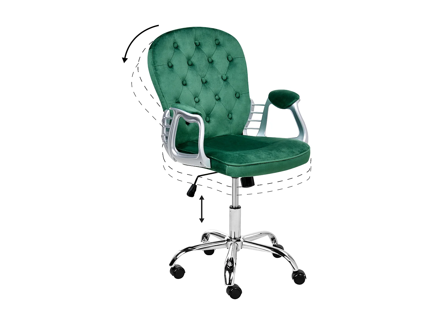 Chaise de bureau PRINCESS Velours Vert