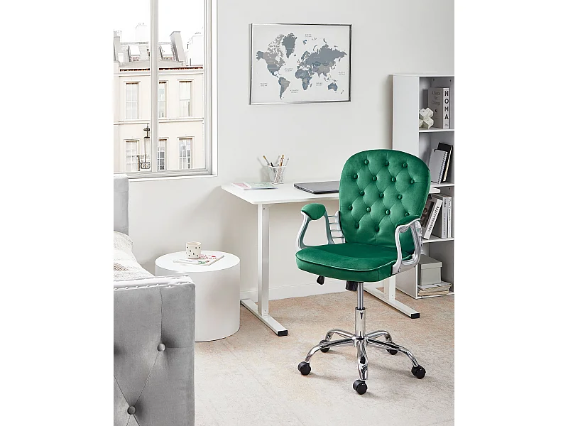 Chaise de bureau PRINCESS Velours Vert