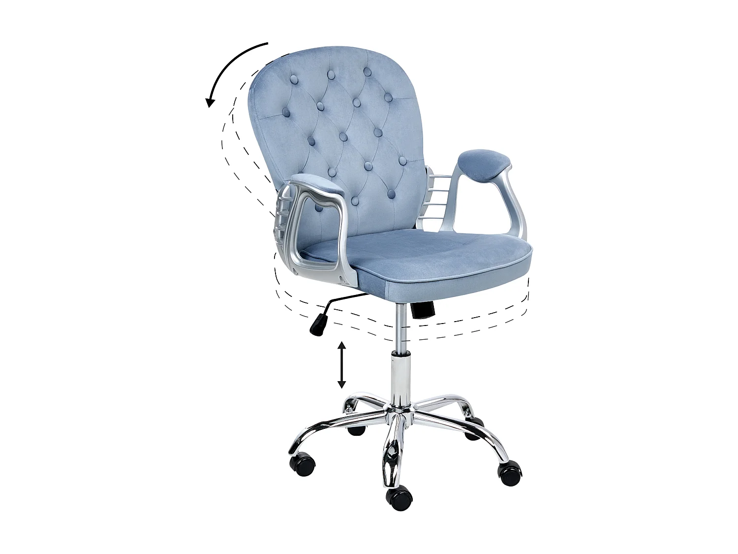 Chaise de bureau PRINCESS Velours Bleu clair