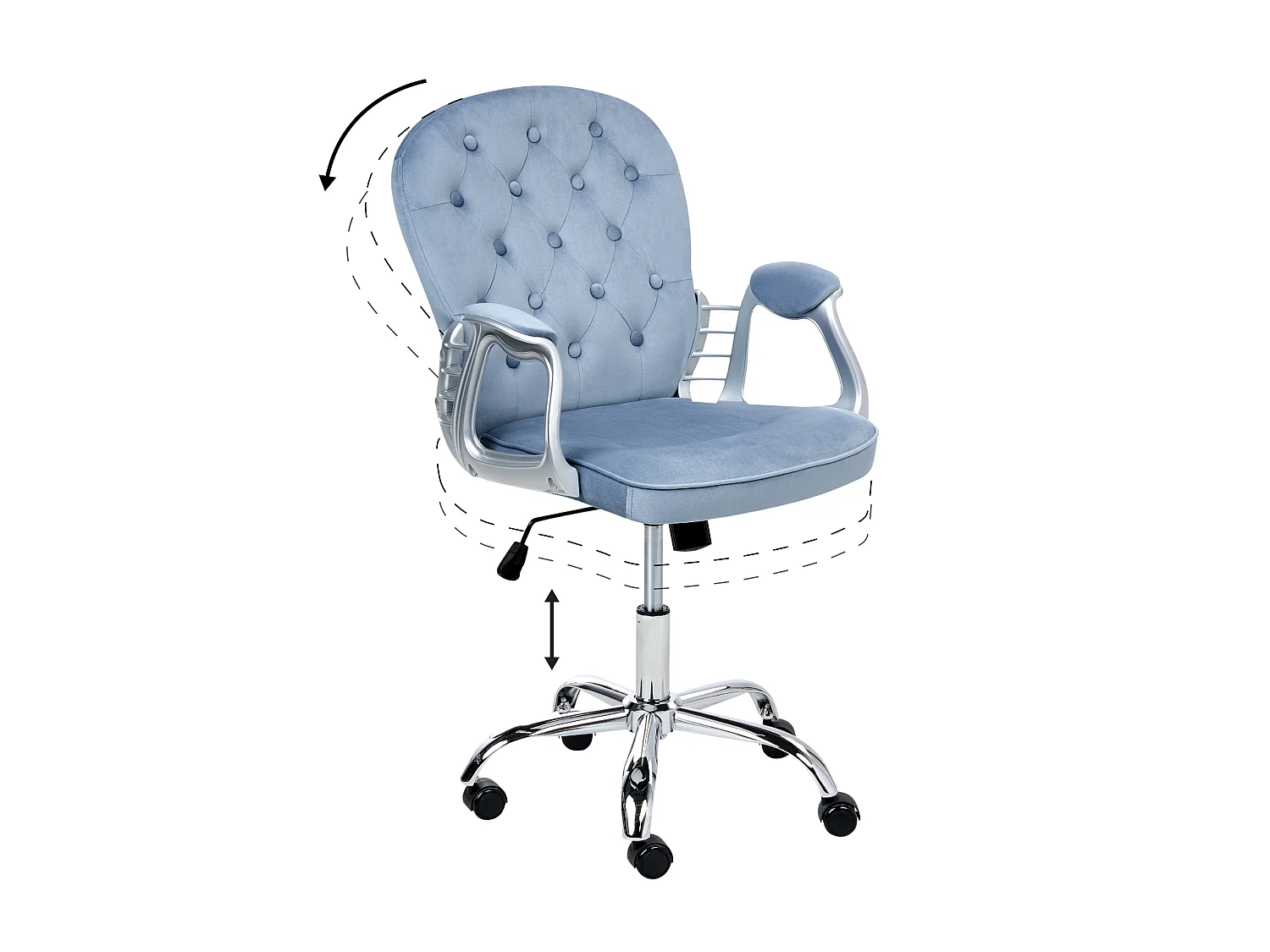 Chaise de bureau PRINCESS Velours Bleu clair