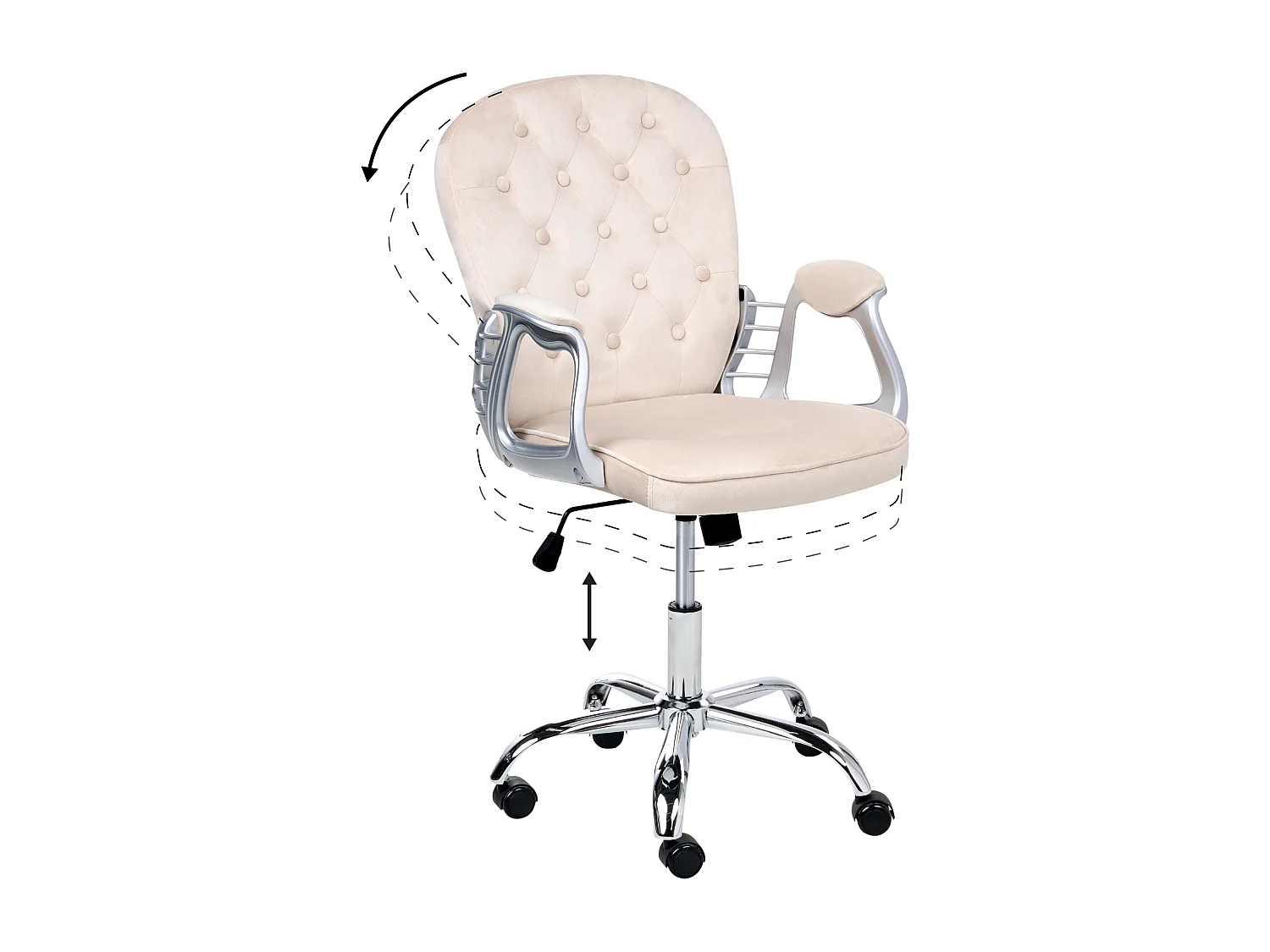 Chaise de bureau PRINCESS Velours Beige