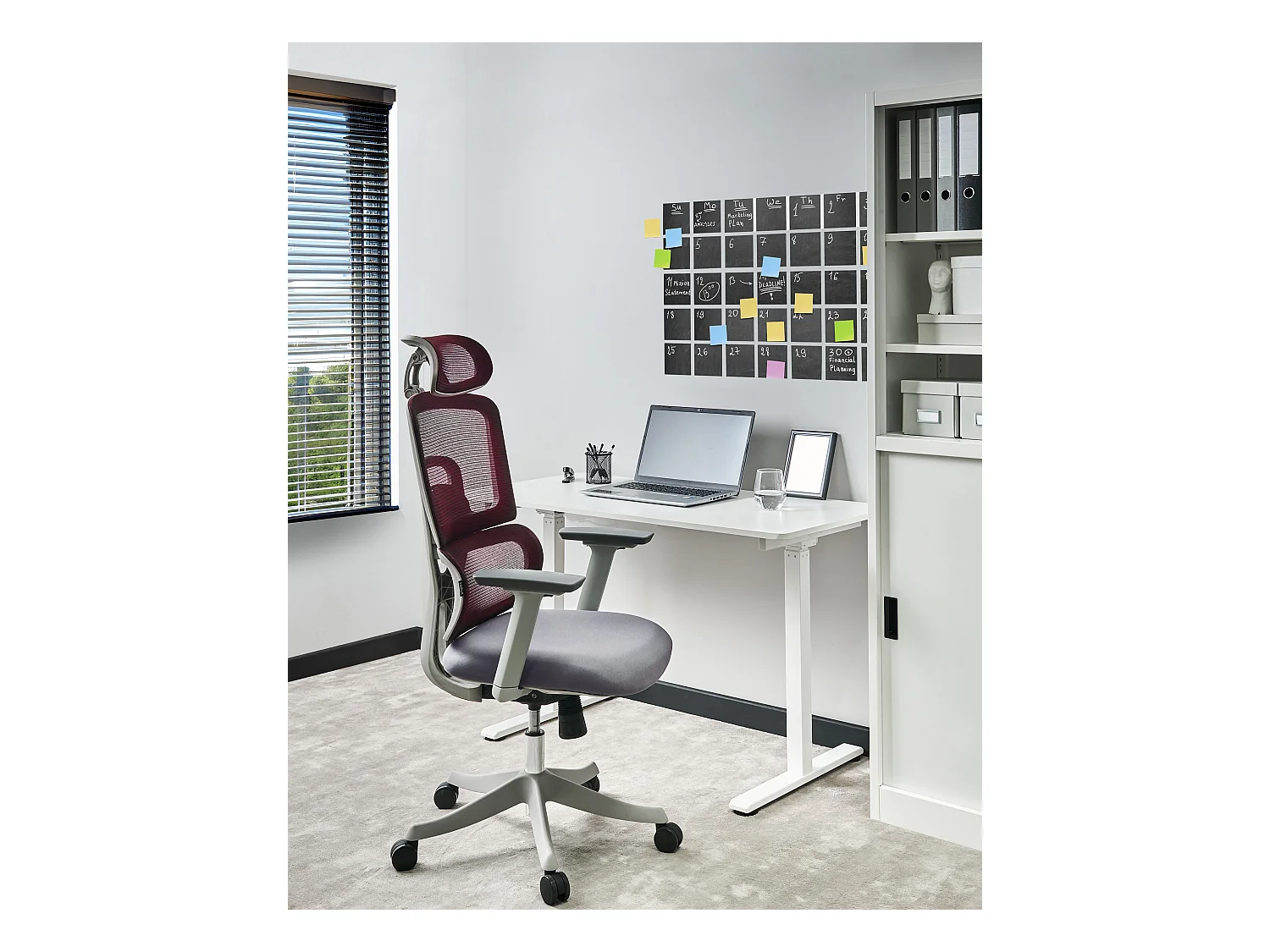 Chaise de bureau ALLY Tissu Rouge foncé