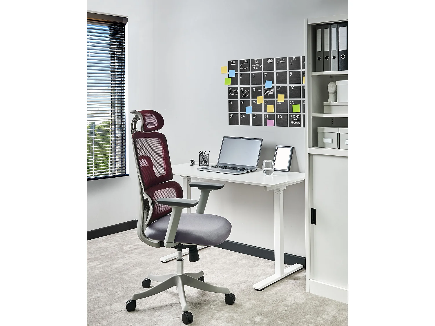 Bürostuhl drehbar ALLY Stoff Dunkelrot