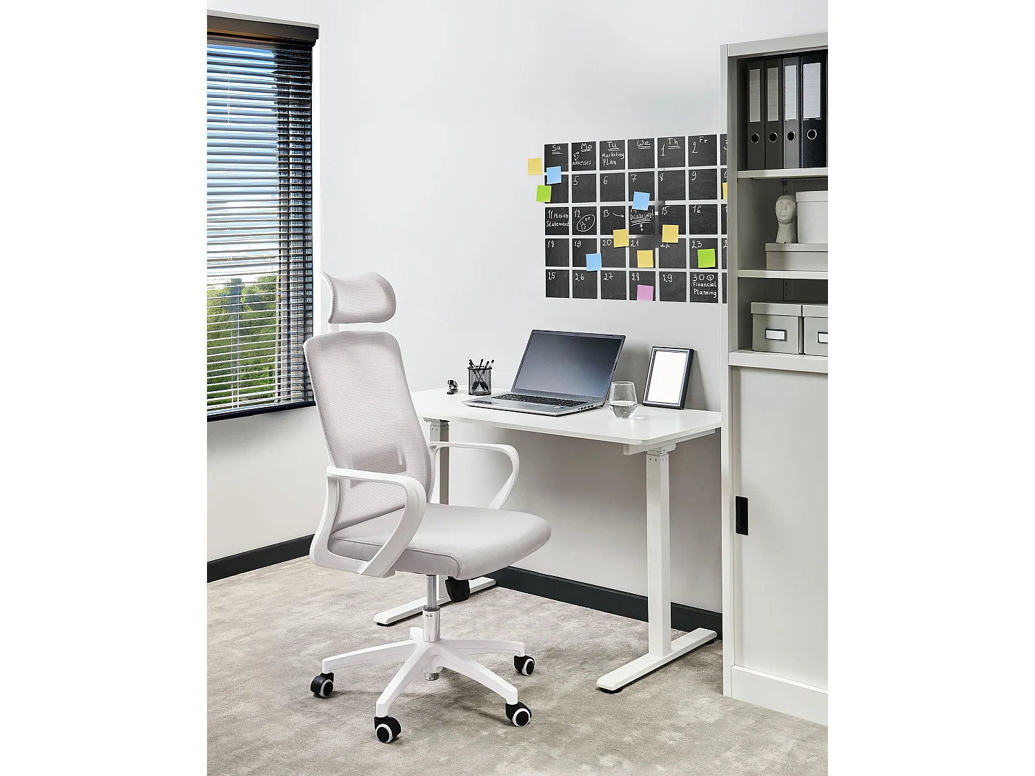 Chaise de bureau MONARCH Tissu Gris clair