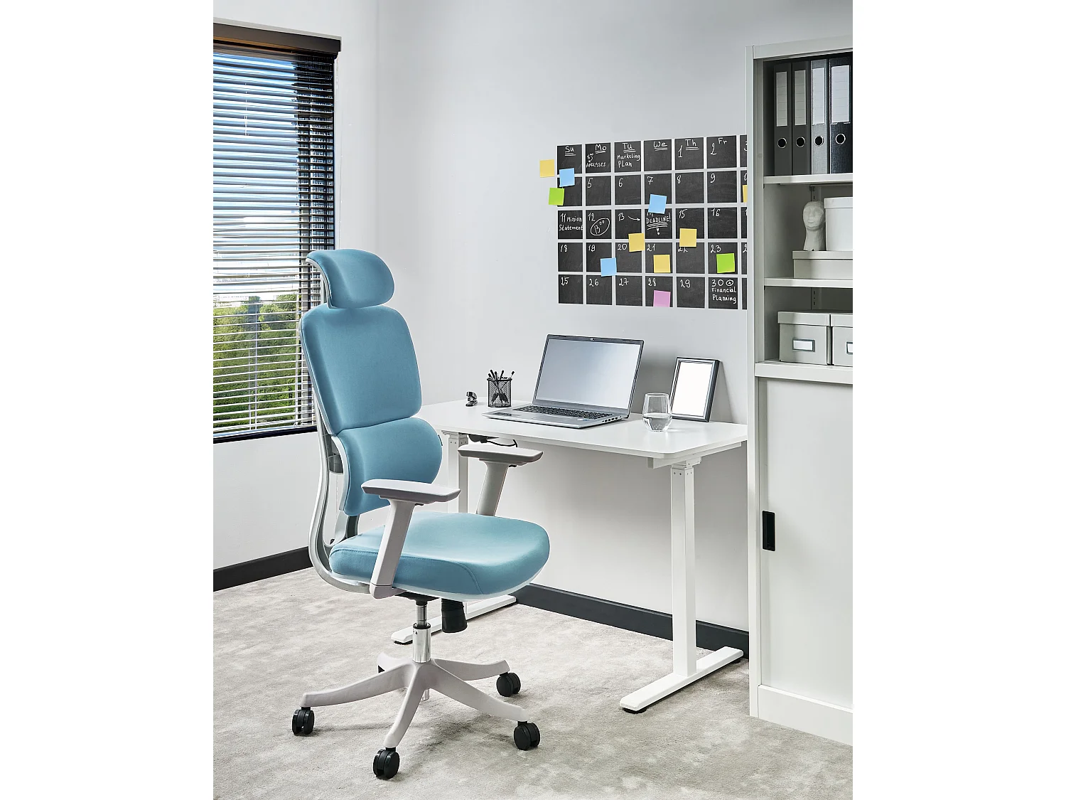 Chaise de bureau VISCOUNT Tissu Bleu
