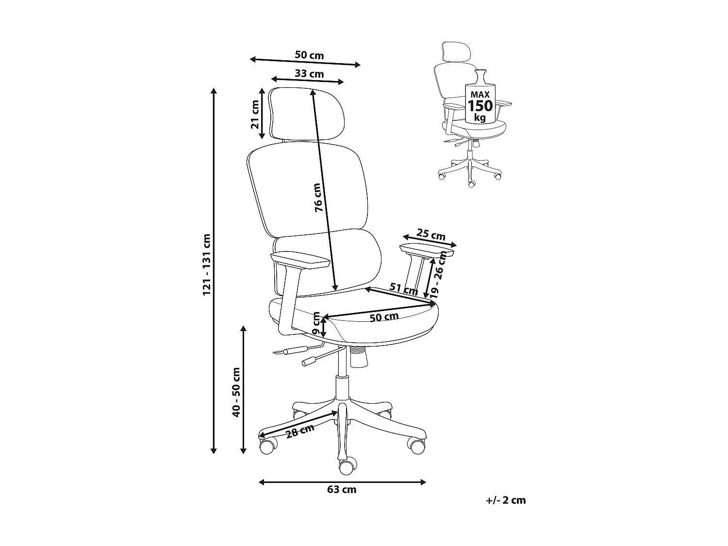 Chaise de bureau VISCOUNT Tissu Bleu